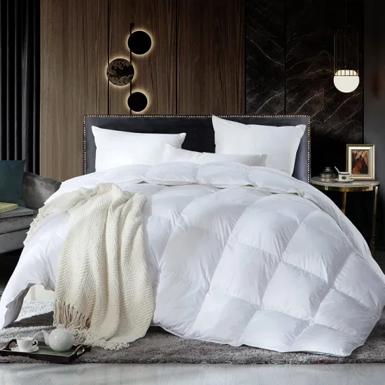 Белое пуховое одеяло с перьями, хлопковая стеганая мягкая дышащая уютная домашняя кровать для отеля